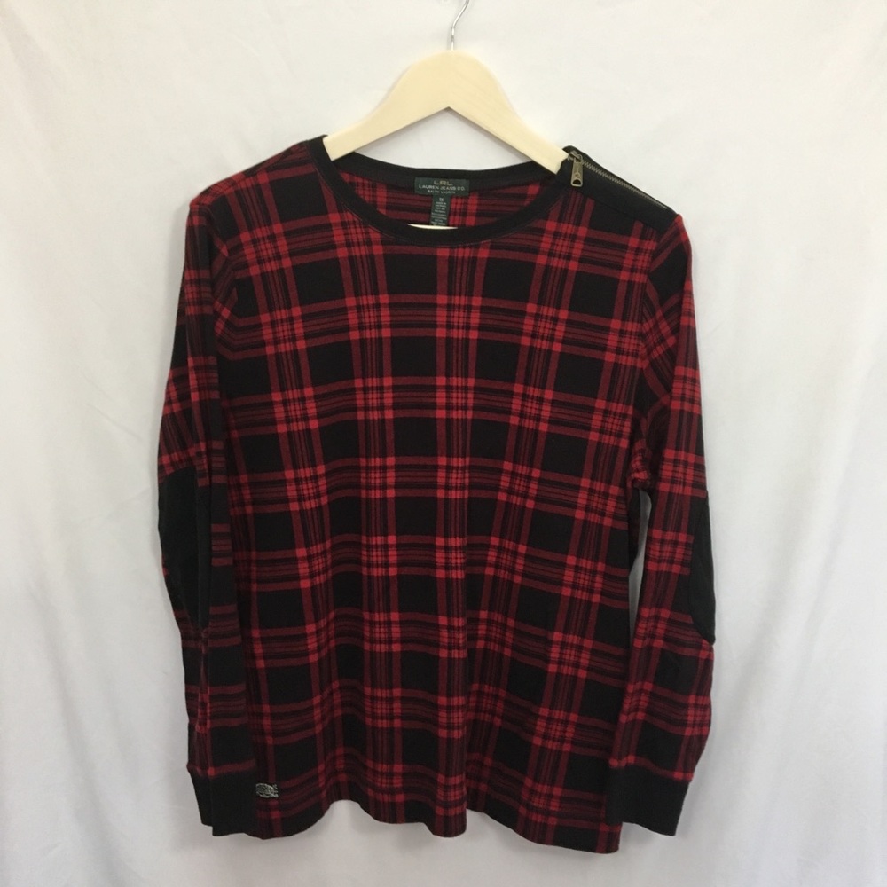 LRL Ralph Lauren red lumberjack plaid top 1X